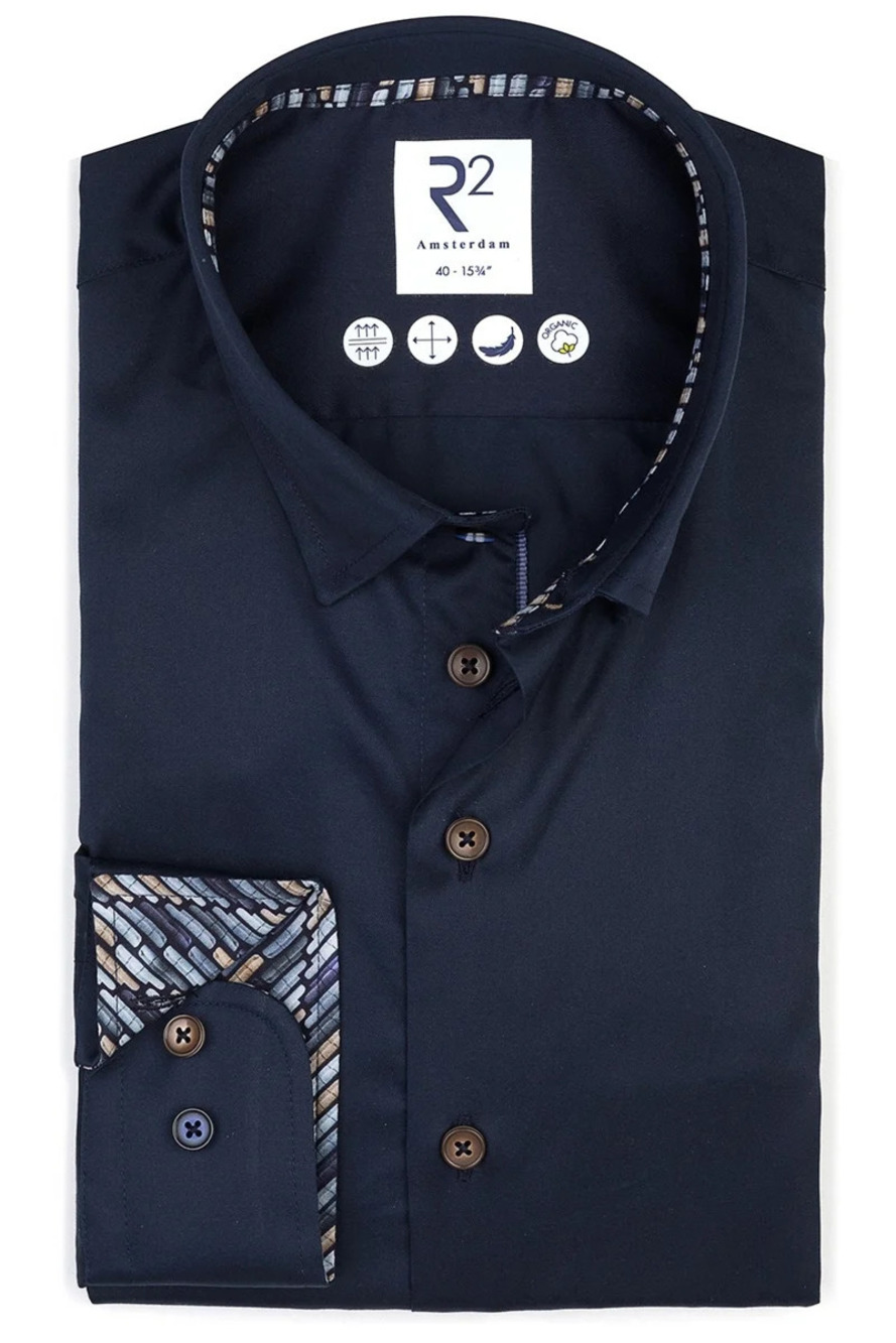 R2 Amsterdam Navy 2 Ply Organic Cotton Shirt/27022